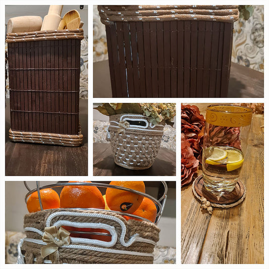 AFE UTENSILS ORGANISER, MULTIPURPOSE BASKET, 6 COASTERS COMBO