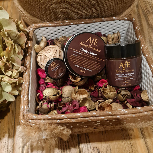 AFE HAND AND BODY LOTION, BODY BUTTER, LIPBALM, AND COSMETICS BASKET COMBO