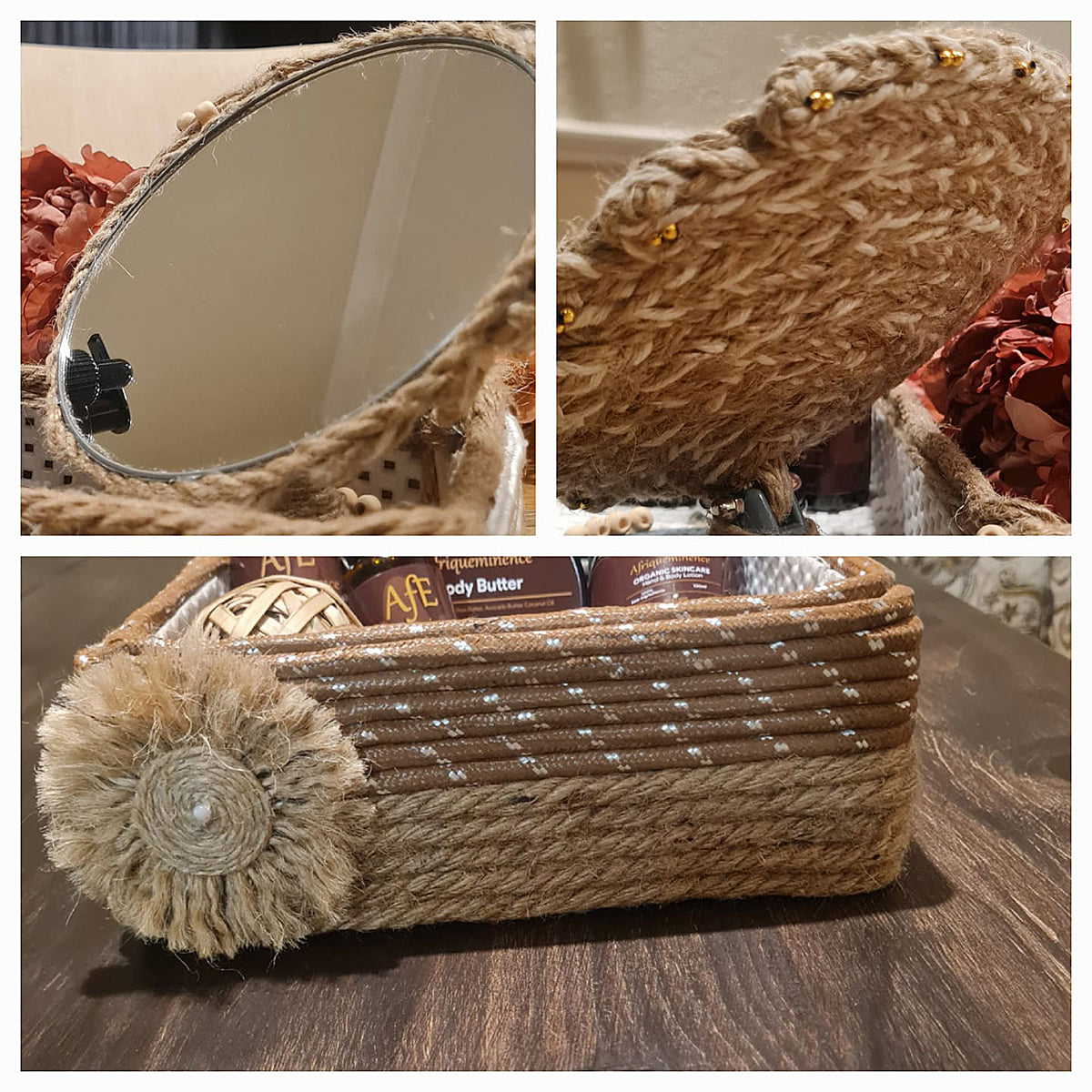 AFE COSMETICS ORGANISER BASKET AND MIRROR COMBO